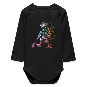Lacrosse Player Sketch - Baby Organic Long-Sleeved Bodysuit - black - Front