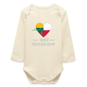 Lithuania and Poland 100% friendship - Baby Organic Long-Sleeved Bodysuit - soft Ecru - Front