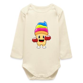 Cupcake Boxer Boxhandschuhe - Baby Organic Langarmbody - Natur - Vorne