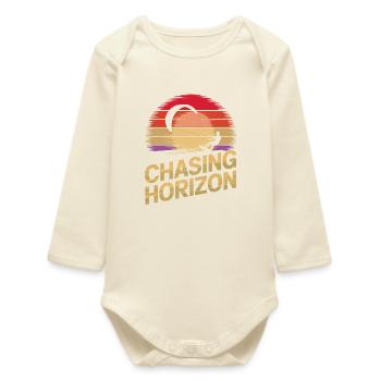 Sunset Kite Scene T-Shirt - Baby Organic Long-Sleeved Bodysuit - soft Ecru - Front