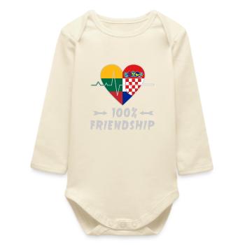 Lithuania and Croatia 100% friendship - Baby Organic Long-Sleeved Bodysuit - soft Ecru - Front