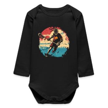 Lacrosse player 80s - Baby Organic Long-Sleeved Bodysuit - black - Front
