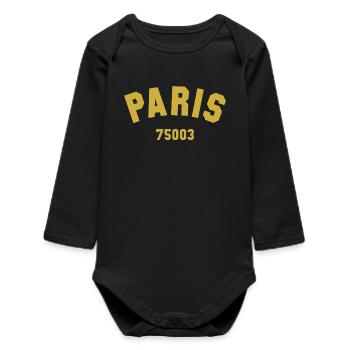 3e arrondissement de PARIS - Body bébé manches longues biologique - noir - Devant