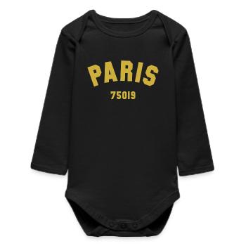 19e arrondissement de PARIS - Body bébé manches longues biologique - noir - Devant