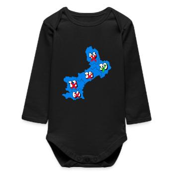 Languedoc Roussillon Region - Baby Organic Long-Sleeved Bodysuit - black - Front
