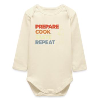 Prepare Cook Taste Repeat - Baby Organic Long-Sleeved Bodysuit - soft Ecru - Front
