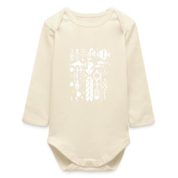 Fishing Silhouette - Baby Organic Long-Sleeved Bodysuit - soft Ecru - Front