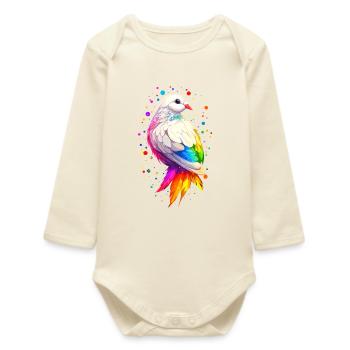 Taube Weiß Stadttaube Ringeltaube Weiße Tauben - Baby Organic Langarmbody - Natur - Vorne