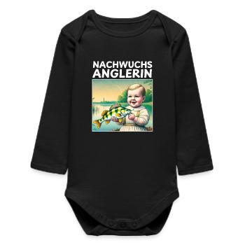 Jeune pêcheur - Cadeau Naissance Fille - Body bébé manches longues biologique - noir - Devant