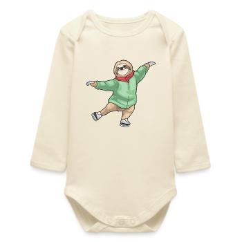 Patins à glace paresseux - Body bébé manches longues biologique - écru doux - Devant
