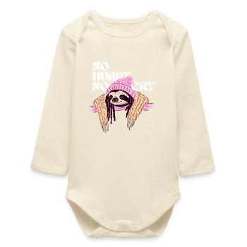 No Hurry, No Cry – Entspanntes Reggae-Faultier - Baby Organic Langarmbody - Natur - Vorne