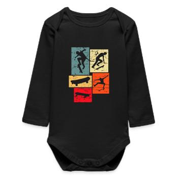 Skateboard Rétro - Body bébé manches longues biologique - noir - Devant