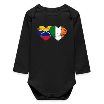 Venezuela Ireland Hearts Collage - Body bébé manches longues biologique - noir - Devant