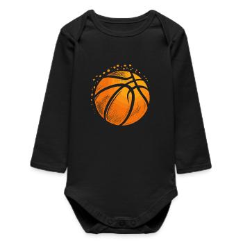 Basketball Ball Graphic - Baby Organic Long-Sleeved Bodysuit - black - Front