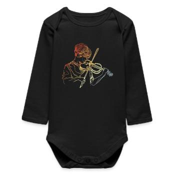 Violinist Boy - Baby Organic Long-Sleeved Bodysuit - black - Front