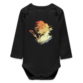 Retro Lacrosse Player - Baby Organic Long-Sleeved Bodysuit - black - Front