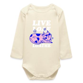 Live Loaf Loathe – Sassy Cat Vibes - Baby Organic Long-Sleeved Bodysuit - soft Ecru - Front