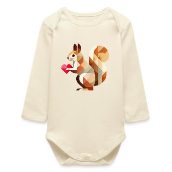 Écureuil avec du cœur – Aimer pour la Saint-Valentin - Body bébé manches longues biologique - écru doux - Devant