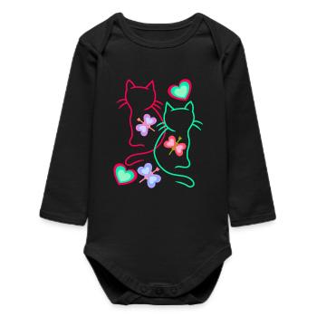 Bébés chats Enfant Tout-petits pour Enfants Chat - Body bébé manches longues biologique - noir - Devant