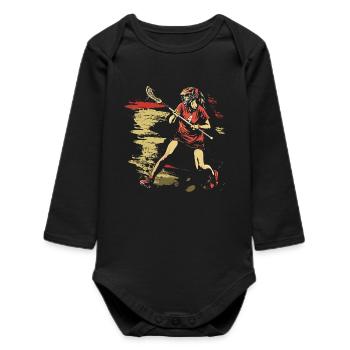 Oldschool Lacrosse Girls - Baby Organic Long-Sleeved Bodysuit - black - Front