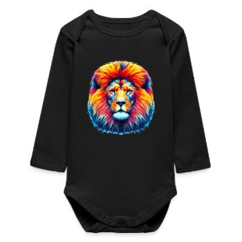 Lion - Baby Organic Long-Sleeved Bodysuit - black - Front