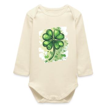 Trèfle de la Saint-Patrick - Body bébé manches longues biologique - écru doux - Devant