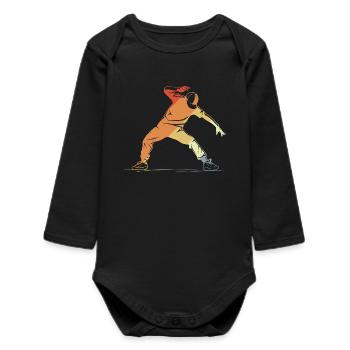 Breakdancer Sketch - Baby Organic Long-Sleeved Bodysuit - black - Front