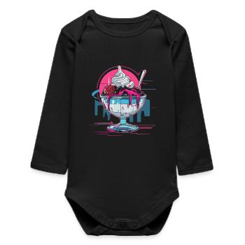 Eisbecher Retrowave - Baby Organic Langarmbody - Schwarz - Vorne