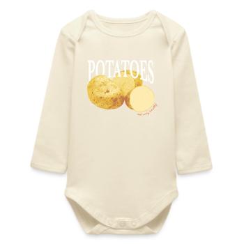 Potatoes – Retro Vegetable Statement - Baby Organic Long-Sleeved Bodysuit - soft Ecru - Front