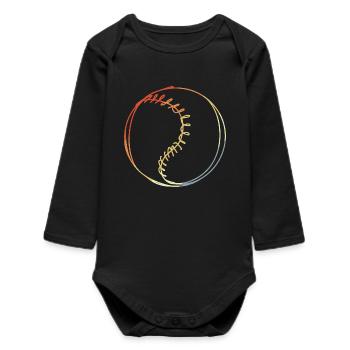 Vintage Baseball Drawing - Baby Organic Long-Sleeved Bodysuit - black - Front