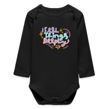 Feel deeply in pastel - Baby Organic Long-Sleeved Bodysuit - black - Front