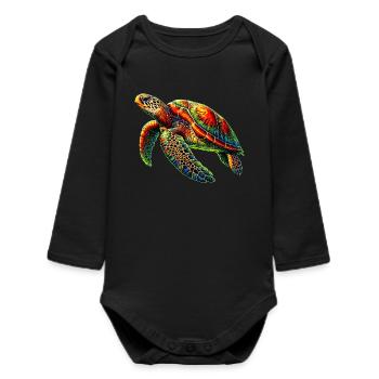 Meeresschildkröte - Baby Organic Langarmbody - Schwarz - Vorne