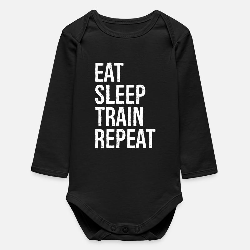 Manger Dormir Train Répéter - Body bébé manches longues biologique - noir