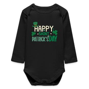 Joyeuse journée de la Saint-Patrick - Body bébé manches longues biologique - noir - Devant