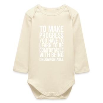 Pour progresser, il faut apprendre à être - Body bébé manches longues biologique - écru doux - Devant