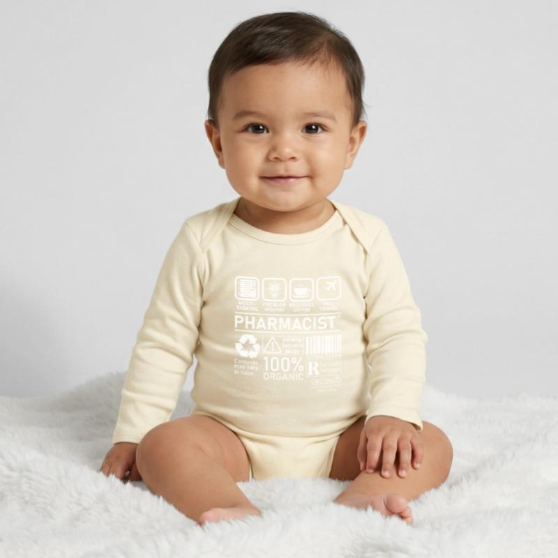 Pharmacist multi tasking problem solving Baby Organic Long-Sleeved Bodysuit