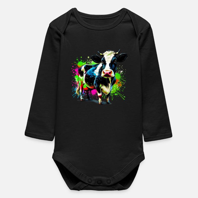 Vache - Body bébé manches longues biologique - noir