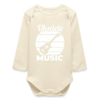 Musique de ukulélé amusante - Body bébé manches longues biologique - écru doux - Devant