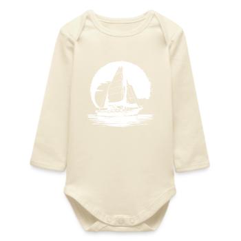 Sailing Drawing - Baby Organic Long-Sleeved Bodysuit - soft Ecru - Front