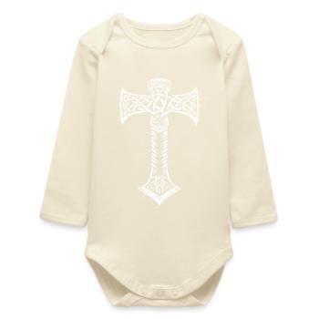 Mjöllnir symbole viking - Body bébé manches longues biologique - écru doux - Devant
