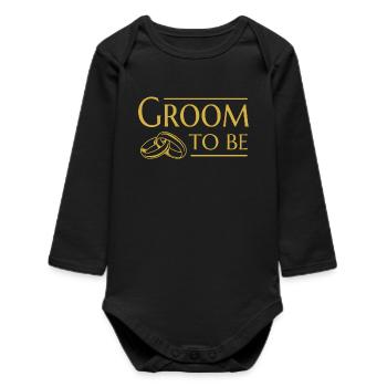 Groom Wedding Fiancé - Baby Organic Long-Sleeved Bodysuit - black - Front
