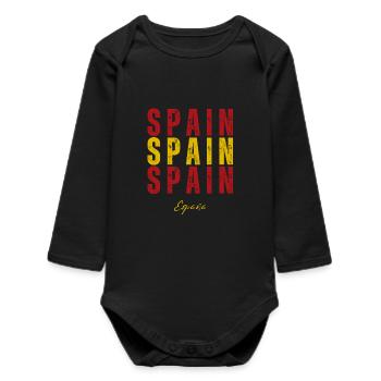 Drapeau de l’Espagne, fierté espagnole - Body bébé manches longues biologique - noir - Devant