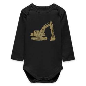Pelle Silhouette Opérateur d’engins de construction Génie civil - Body bébé manches longues biologique - noir - Devant
