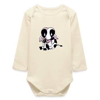 Sad cow - Baby Organic Long-Sleeved Bodysuit - soft Ecru - Front