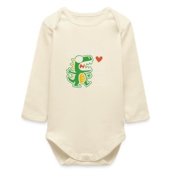 Conception de t-shirt mignon dinosaure amour - Body bébé manches longues biologique - écru doux - Devant