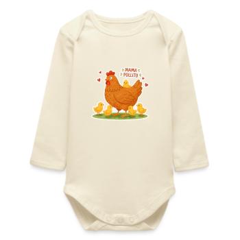 Super Mama Hen - Baby Organic Long-Sleeved Bodysuit - soft Ecru - Front