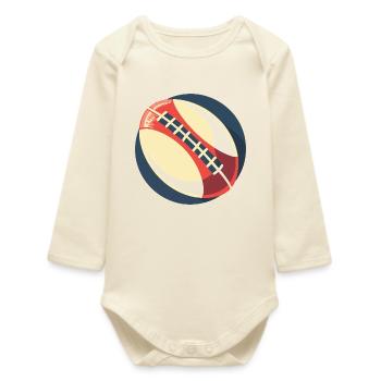 Rugby Ball Graphic - Baby Organic Long-Sleeved Bodysuit - soft Ecru - Front