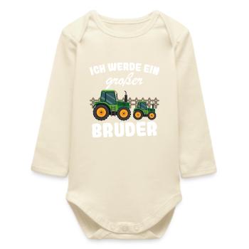 Nachwuchs Verkünden | Ich Werde Großer Bruder 2027 - Baby Organic Langarmbody - Natur - Vorne