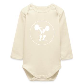 Stark sauber auf den Punkt Gewichtheber - Baby Organic Langarmbody - Natur - Vorne