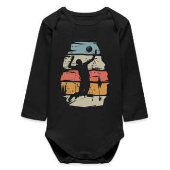 retro volleyball player - ball attack scratch - Baby Organic Long-Sleeved Bodysuit - black - Front
